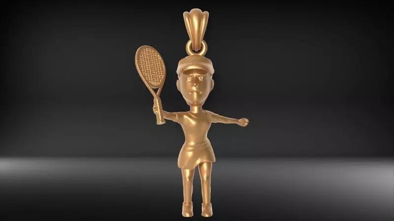 Female Tennis Player Pendant