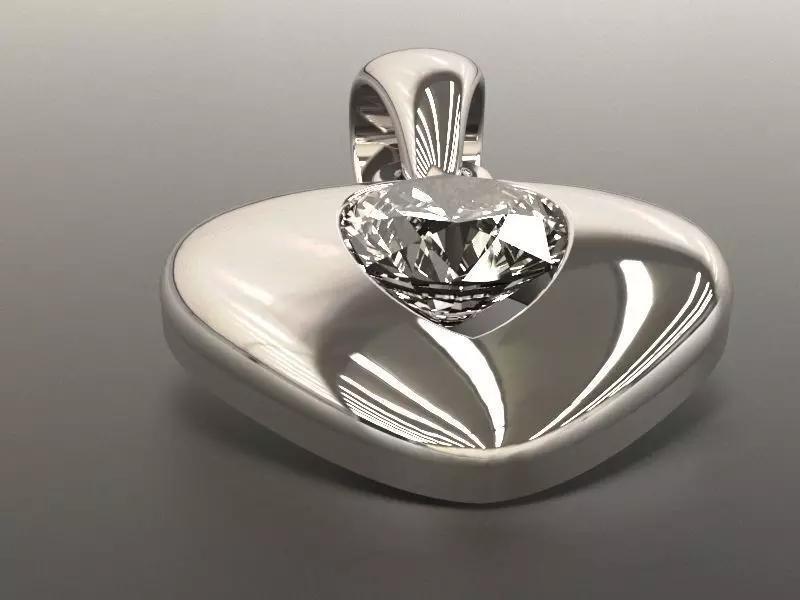 Heart shape pendant with gem