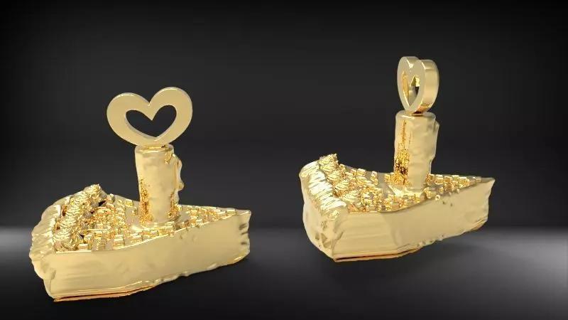 Slice Birthday Cake  Candle Charm Pendant Jewelry