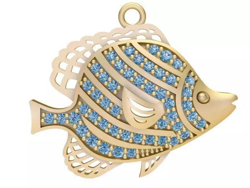 Luxury Fish Pendant Jewelry with Diamonds for Women 1944