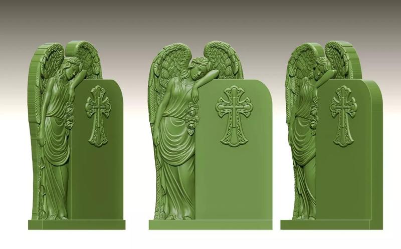 Angel Leaning on a Tombstone with Cross