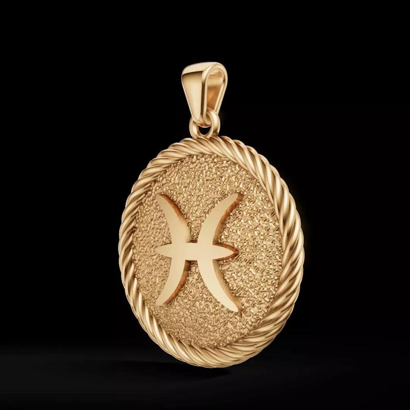 Pisces Zodiac Pendant  Double-Sided 3D Jewelry Model