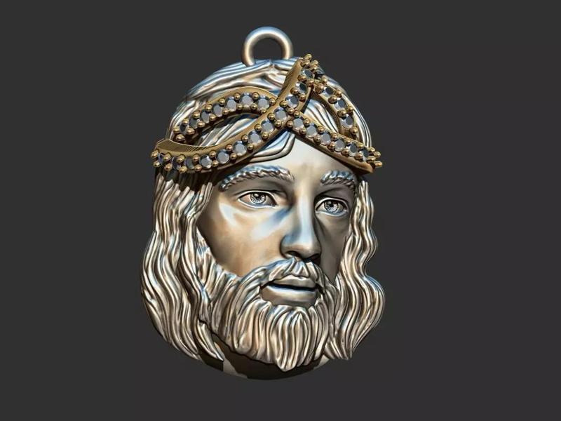 Jesus Face Studded Crown - cravejado