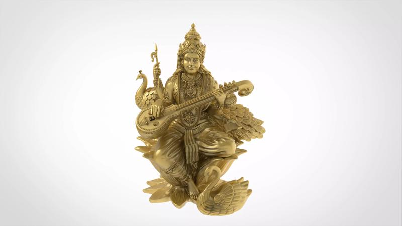 Saraswati-Mata 3D-Print Model No3 -Jewelery Murti-