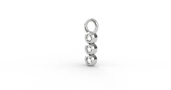 3 Stone Charm for Huggie and Pretty Woman Earrings 1 point 8 mm
