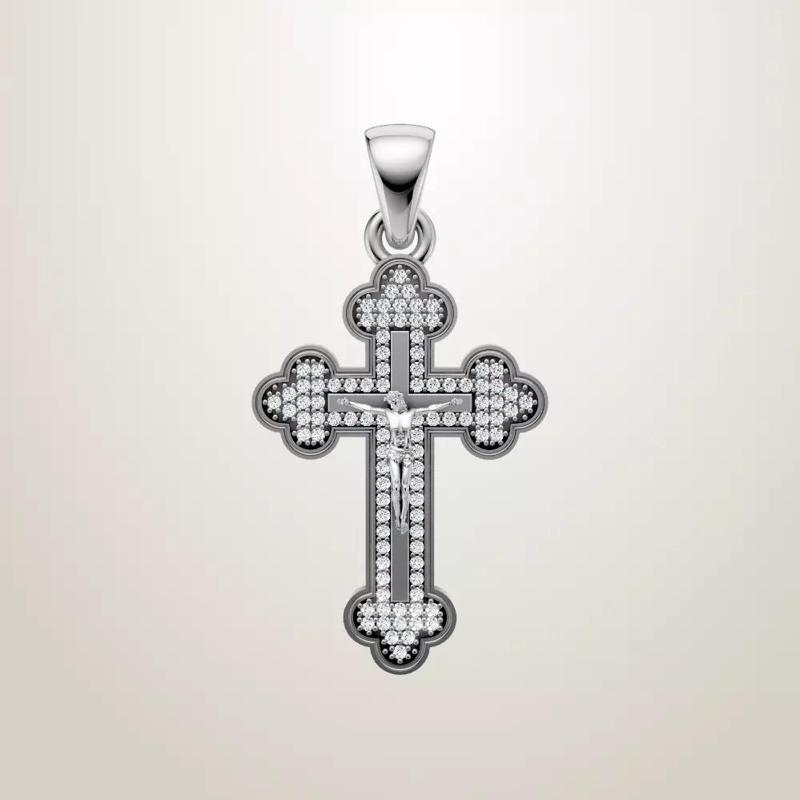 White gold cross with stones