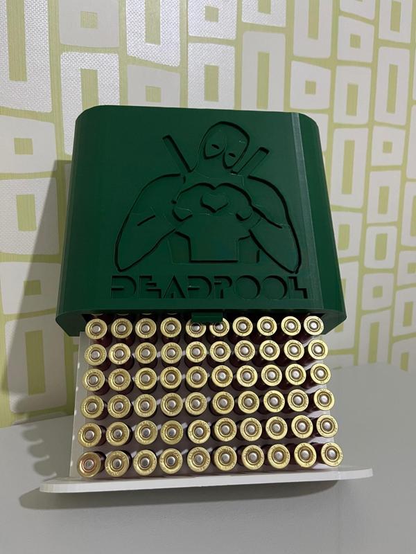 410 Ammo Box – 3D Printable Shotgun Shell Storage- Deadpool Ammo Box - with Sliding Drawer