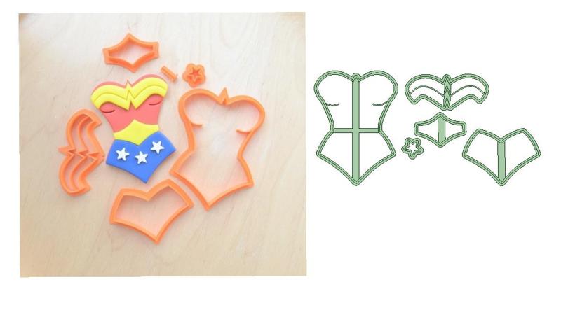 Wonder woman in parts cookie cutter - wonder woman cutting cookies