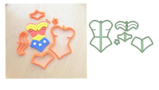 Wonder woman in parts cookie cutter - wonder woman cutting cookies