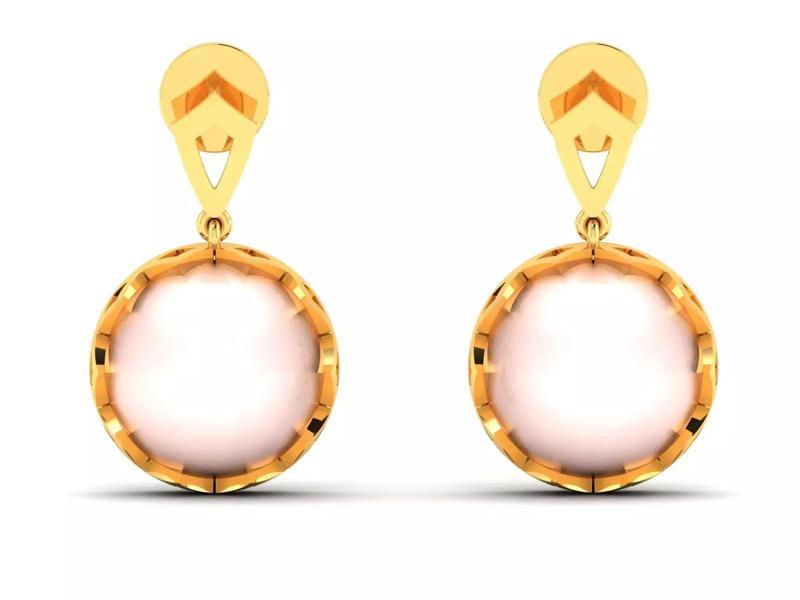 Women Opal Stone Earring 3dm STL OBJ FBX Render Details