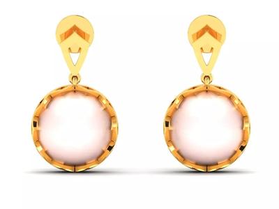 Women Opal Stone Earring 3dm STL OBJ FBX Render Details