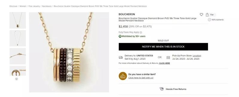 Boucheron  Three Tone Gold Large Model Pendant Necklace