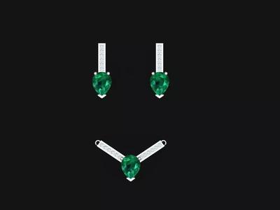 PEAR CUT SET EARRINGS and NECKLACE WITH ROUND DIAMOND BRILLINAT