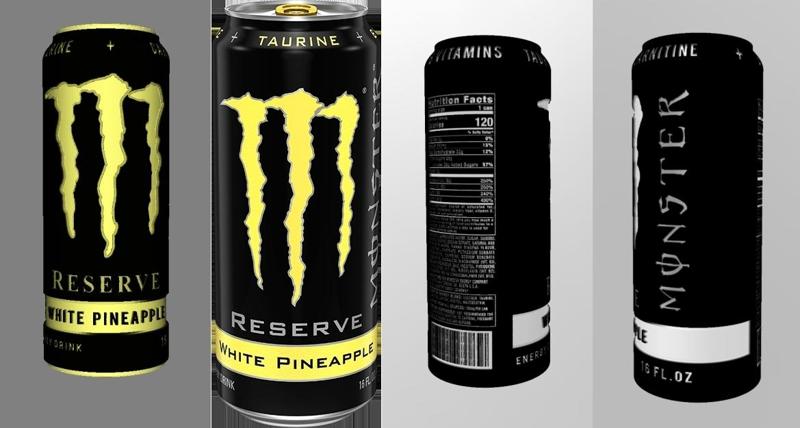 LAMPE LITHOPHANIE CANETTE MONSTER ENERGY reserve white pineapple