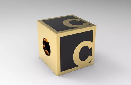 Hollow cubic bead C alphabet