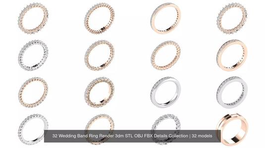 32 Wedding Band Ring Render 3dm STL OBJ FBX Details Collection