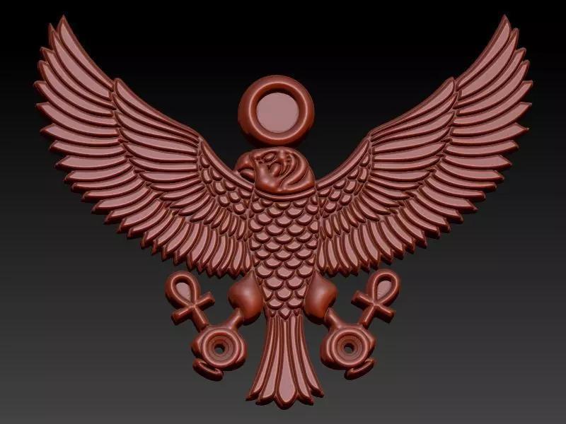 Falcon of Tutankhamun holding the Ankh Cross Pendant Necklace