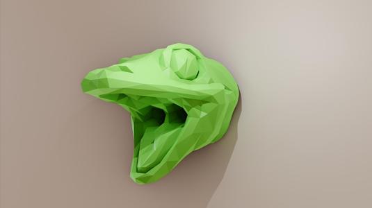 gecko head mouth open wall mount low poly stl