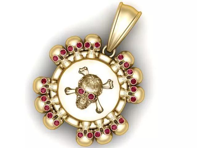 gold skull pendant 3D printable model