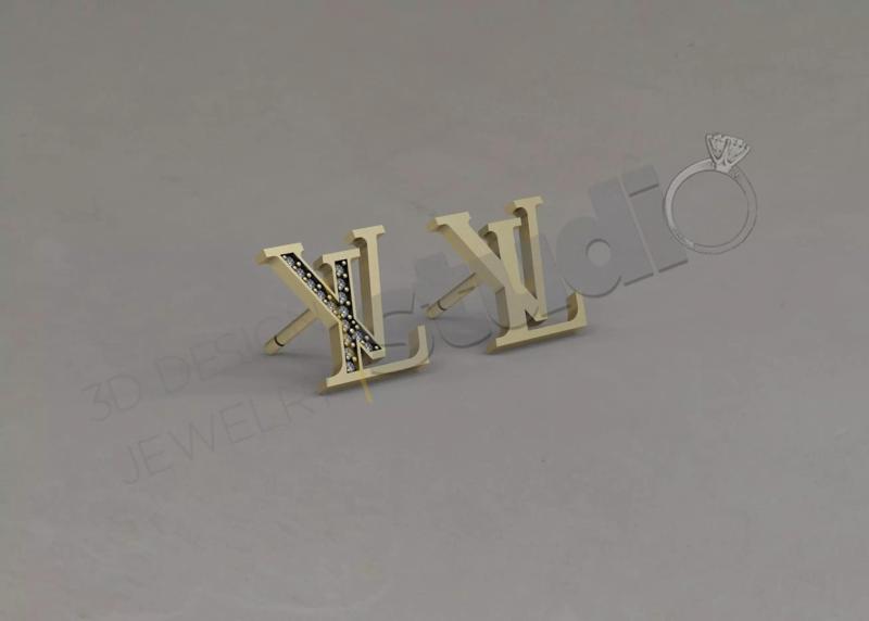 Highly luxury Louis Vitton design earring 3d model