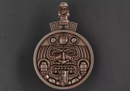 Tonatiuh Pendant with Mictlantecuhtli Bail