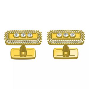 Triple Stone Bezel Set Rectangle Cufflink