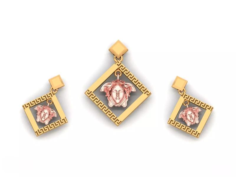 Branded necklace and earrings set