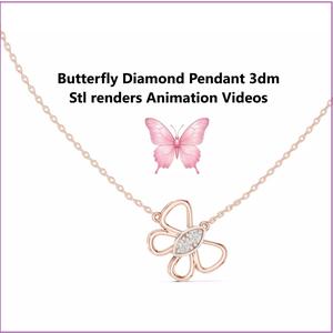 Butterfly Diamond Pendant 3dm stl renders Animation Videos
