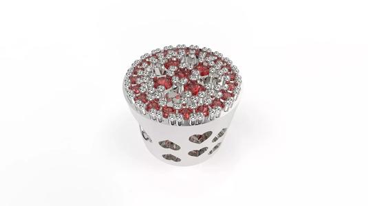 Rounded Charm with Hearts and Gems