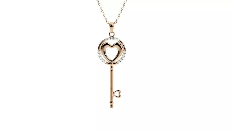 Heart Love Valentine Diamond Keys Pendant 3dm stl renders