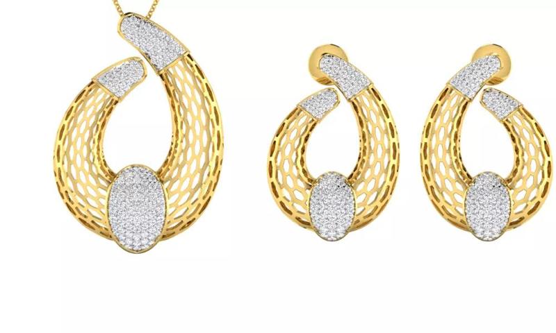 Pendant Earring Set 3dm STL OBJ FBX Render Details