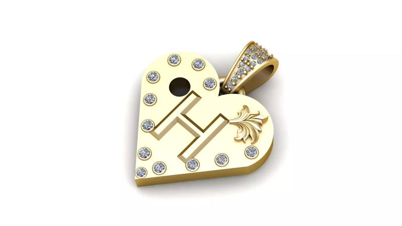 H GOLD HEART PENDANT