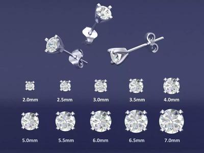 Diamond Studs 10 Sizes with Shank Setting Earrings CAD