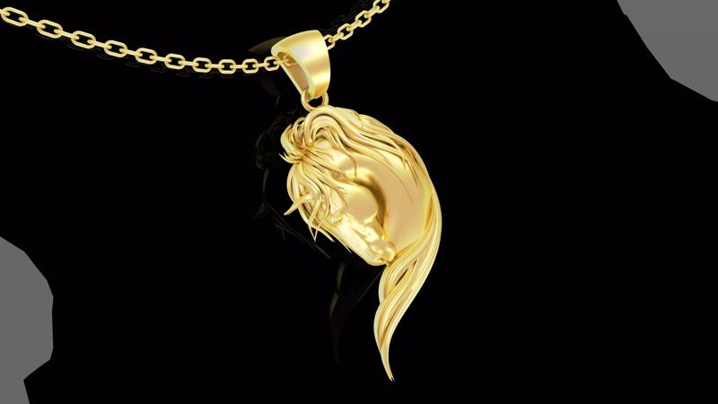 Heart Horse Head Pendant jewelry Gold
