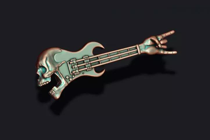 skull guitar pendant