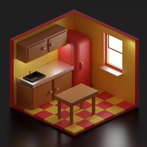 Kitchen with checkered floor