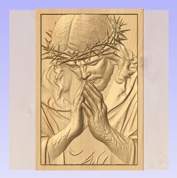 Praying Jesus – Vertical 3D CNC Relief STL for Wood Carving