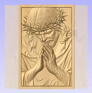Praying Jesus – Vertical 3D CNC Relief STL for Wood Carving