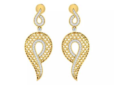 Solitaire Drop Earrings 3dm STL OBJ FBX Renders Details