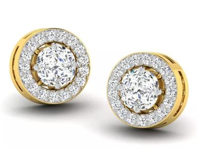 Gold Diamond Women Earring 3D print Model
