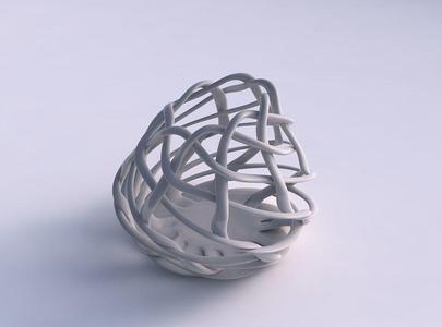 Bowl oval with interlacing lattice streched top corner