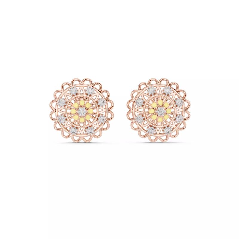 Diamond Studs Earrings 3dm stl renders details 360 animation
