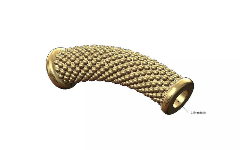 Beaded texture bracelet tube bead and charm