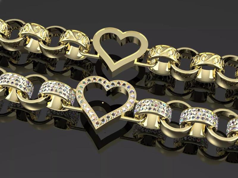 belcher cz and pattern plain love heart bracelets
