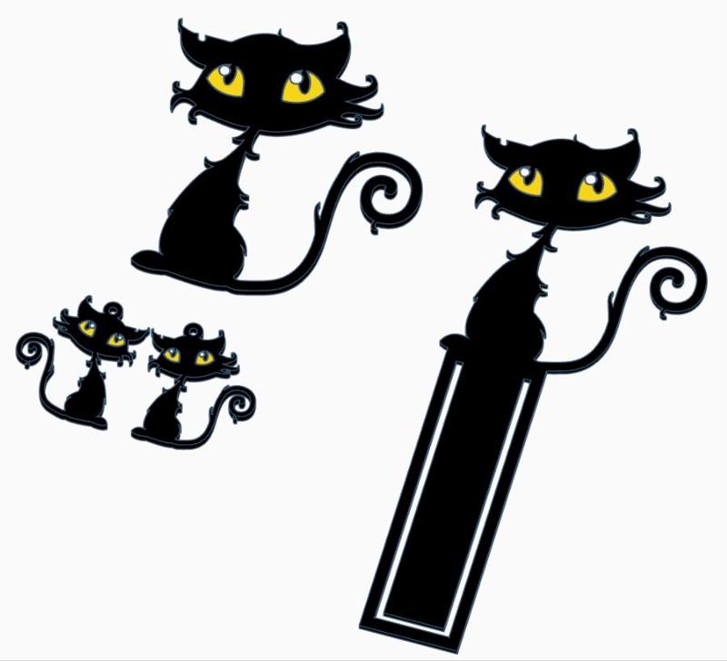🖤 Black Cat Set – Earrings, Magnet & Bookmark (3D Print Files) 🖤