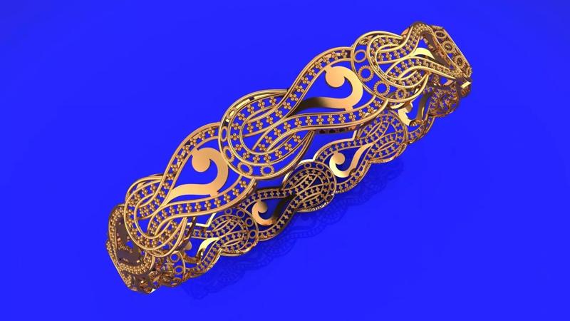 1362 Art Nouveau Inspired Gold Bangle 9gm