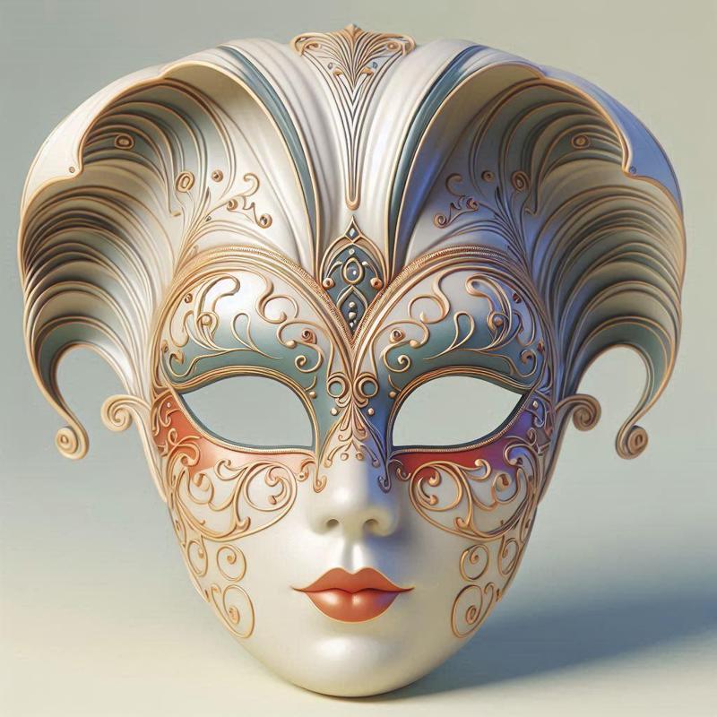 2169 Venetian Carnival Mask Color 3D Model, magic, dragon, serpent, mask, gnome, gorgon, venetian carnival, wild, fox, monster, cat, fair, witch, werewolf, horror, beast, snake, troll, skeleton dance