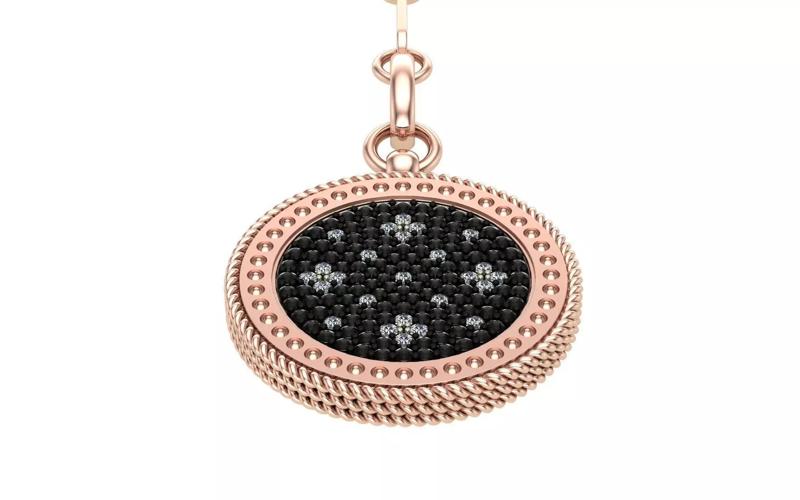 Venetian Princess round pendant with black and white diamonds