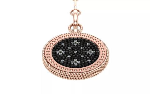 Venetian Princess round pendant with black and white diamonds