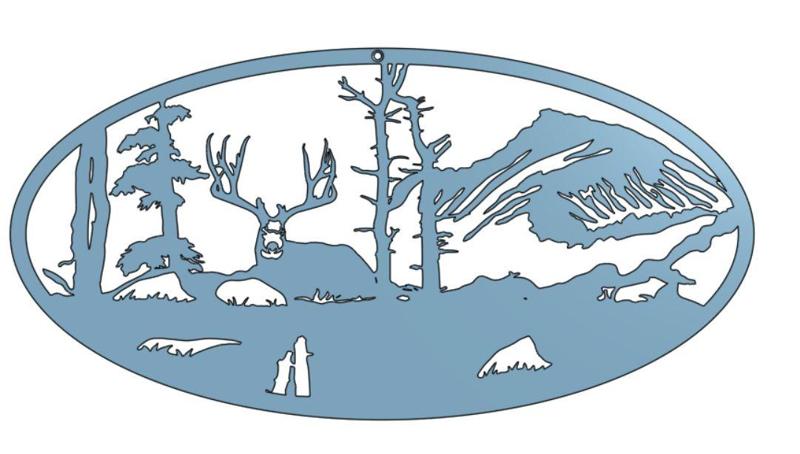 Stag and Mountain Wilderness Scene Wall Art